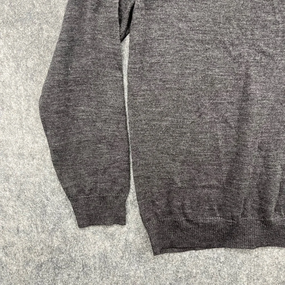 Calvin Klein Mens Sweater Large Extra Fine Merino Wool V-Neck Grey New